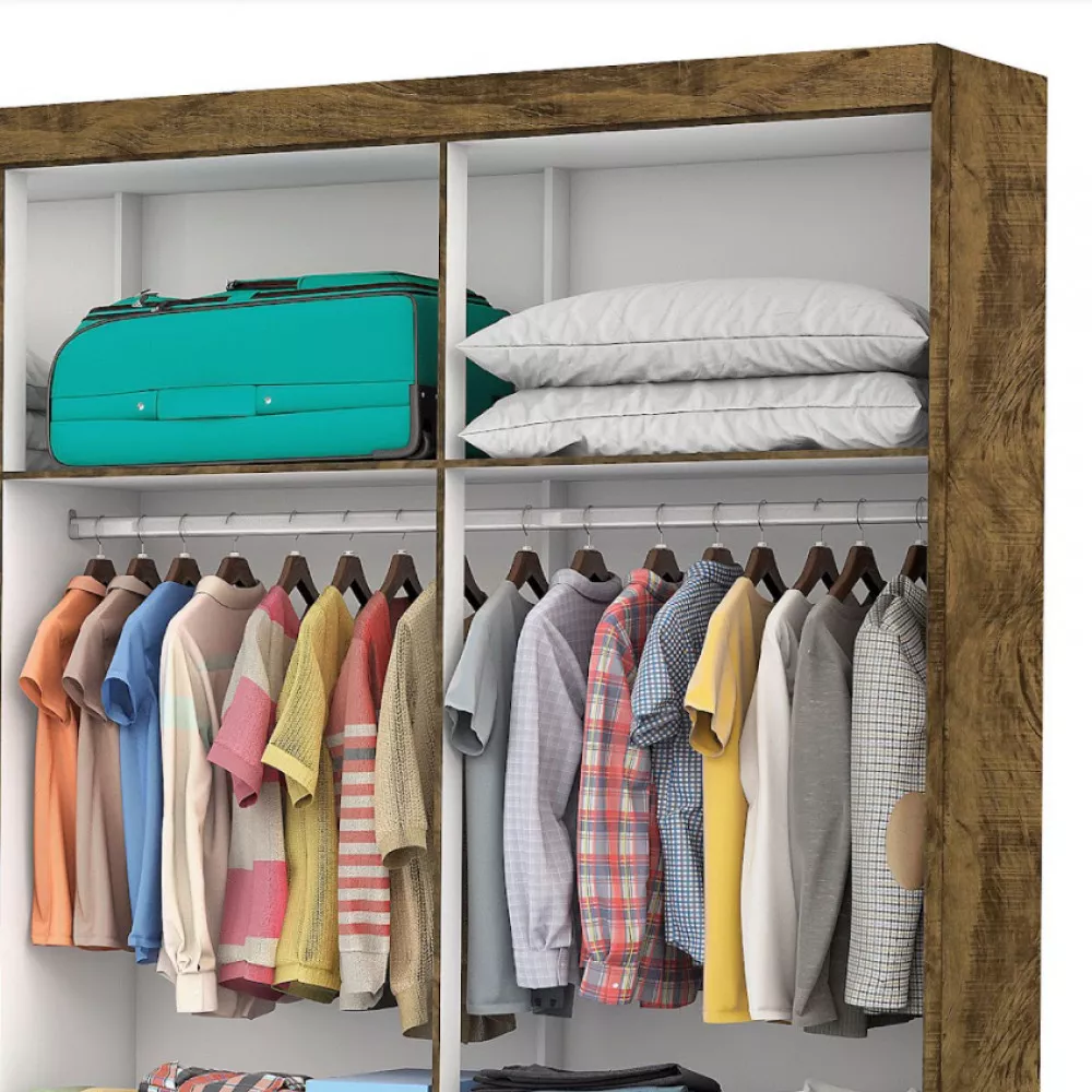 Guarda Roupa Casal Lu 6 Portas 4 Gavetas Com Espelho Carioca Móveis