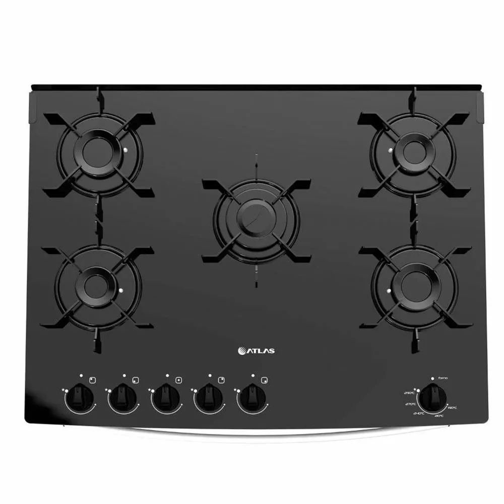 Fogão de Piso Atlas 5 Bocas Monaco Acendimento Automático Top Glass