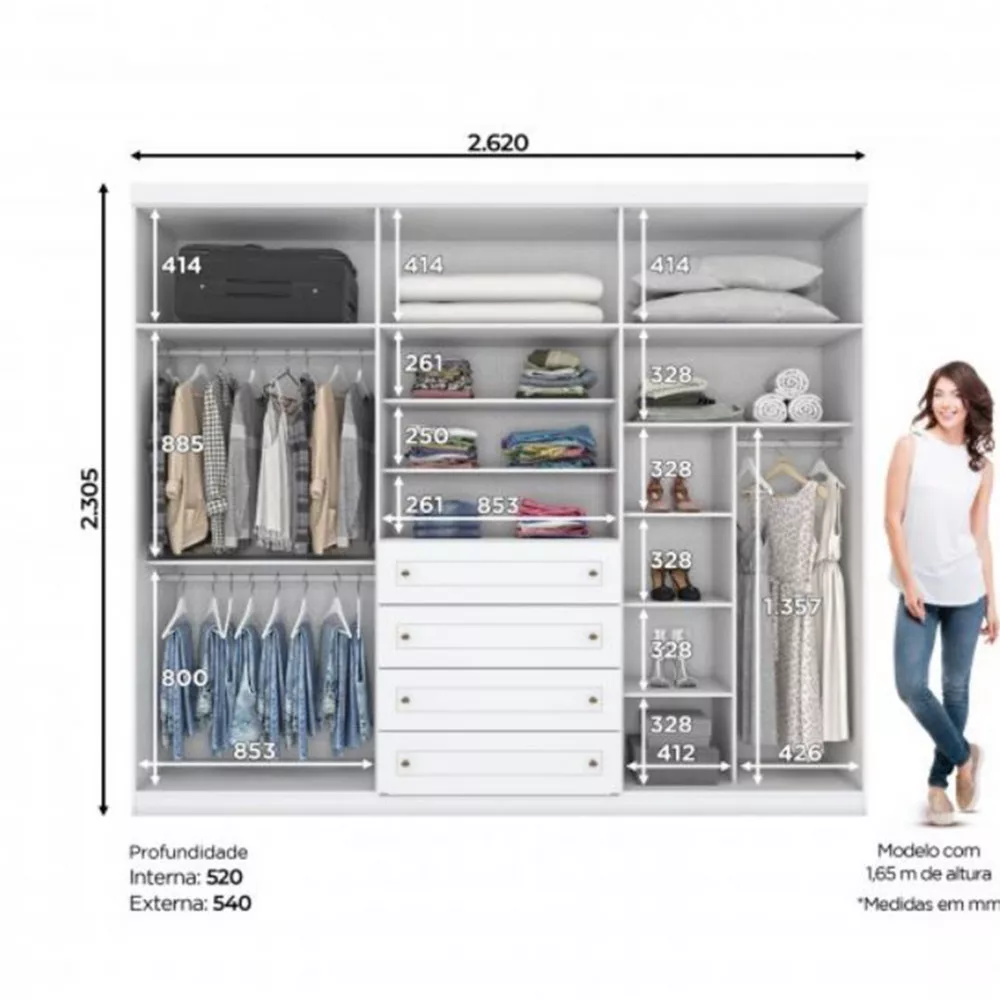 Guarda Roupa Henn Americano 6 Portas 4 Gavetas D205-05