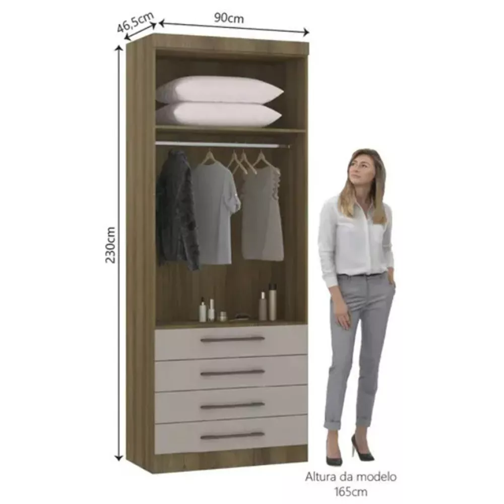 Módulo De Guarda Roupa Eucamoveis Paris 2 Portas 4 Gavetas