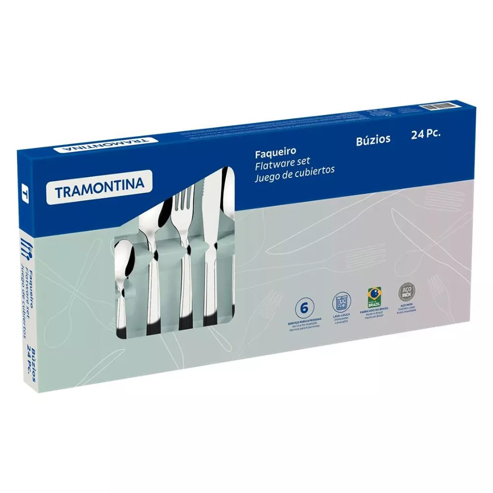 Conjunto Talheres Búzios Tramontina 24 Peças Cabos Feito em Aço - 23799052