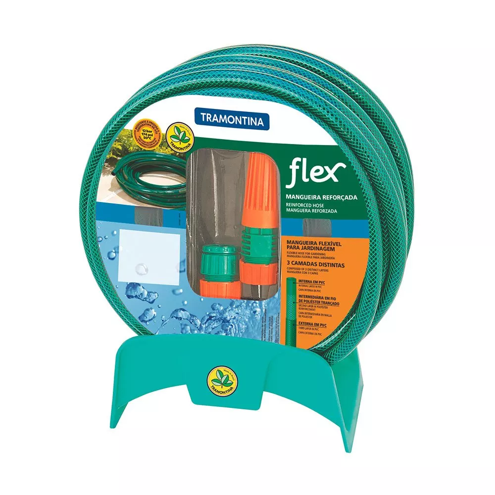 Mangueira Flex para Jardim 25 Metros com Engates Rosqueados Tramontina