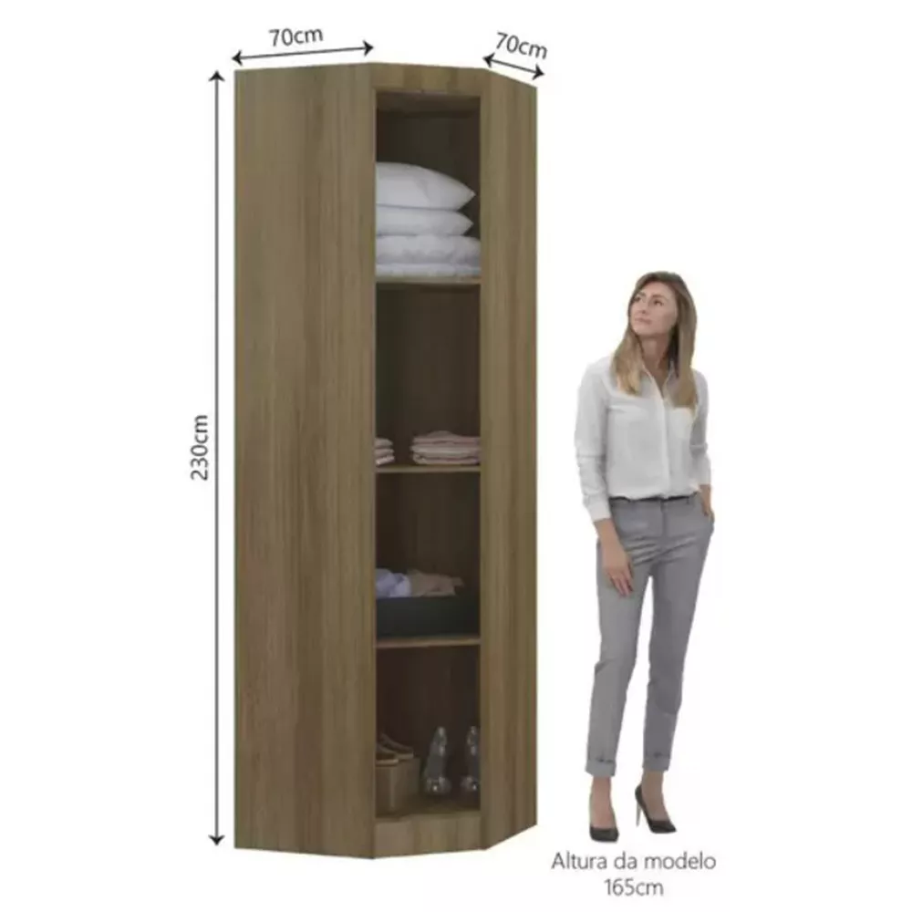 Modulo Guarda Roupa Eucamoveis Paris  Canto Diagonal 1 Porta