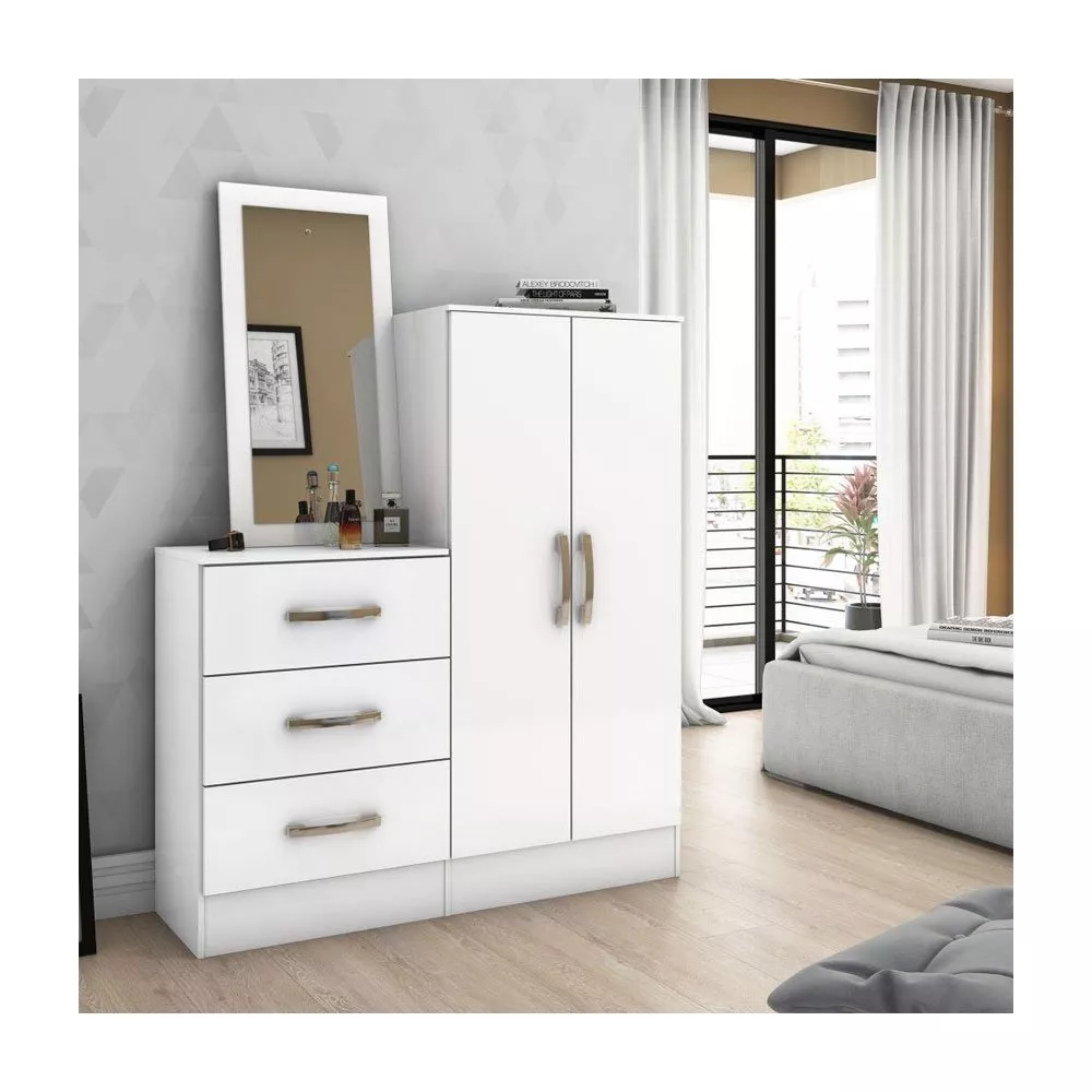Cômoda 2 Portas 3 Gavetas com Espelho Henn