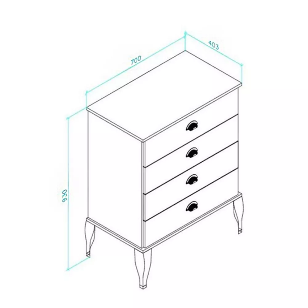 Aparador Movelbento Clássico 4 Gavetas