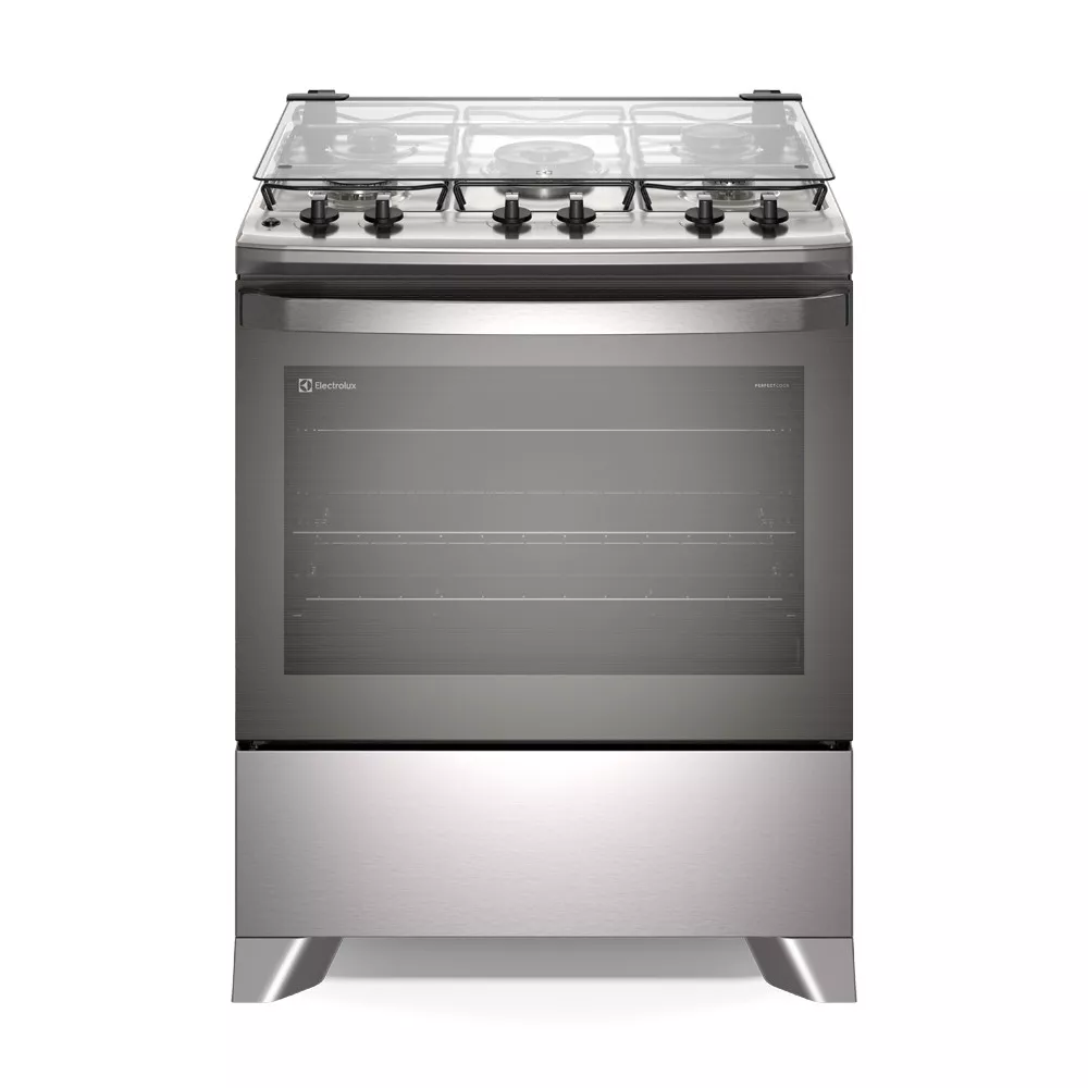 Fogão 5 bocas Electrolux Efficient com Mesa Inox PerfectCook e VaporBake (FE5IC)