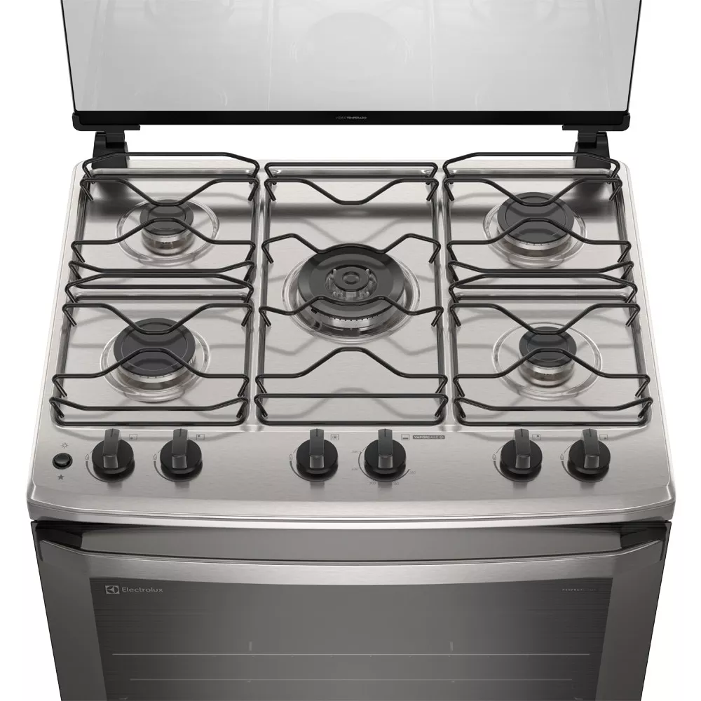 Fogão 5 bocas Electrolux Efficient com Mesa Inox PerfectCook e VaporBake (FE5IC)