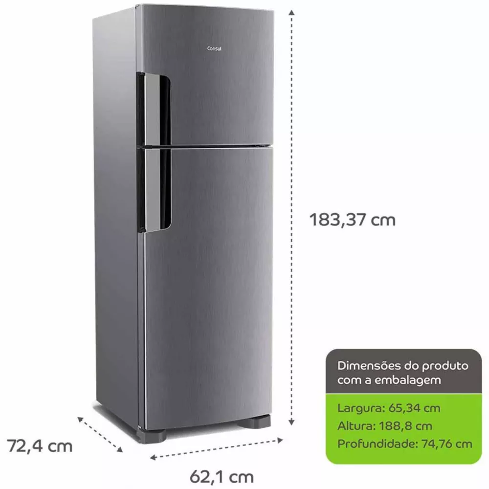 Refrigerador Consul Frost Free Inox 386 L Duplex CRM44AKBNA