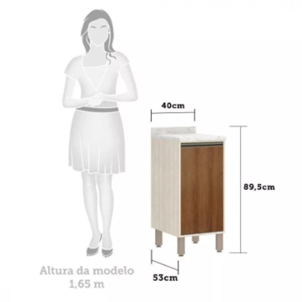 Balcão/ Armário Luciane Linea 01 Porta Com Tampo