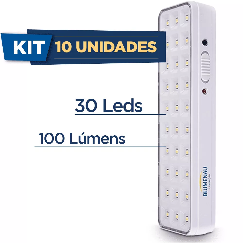 Kit com 10 Luminária de Emergência Led  100 Lumens 30 Leds Blumenau