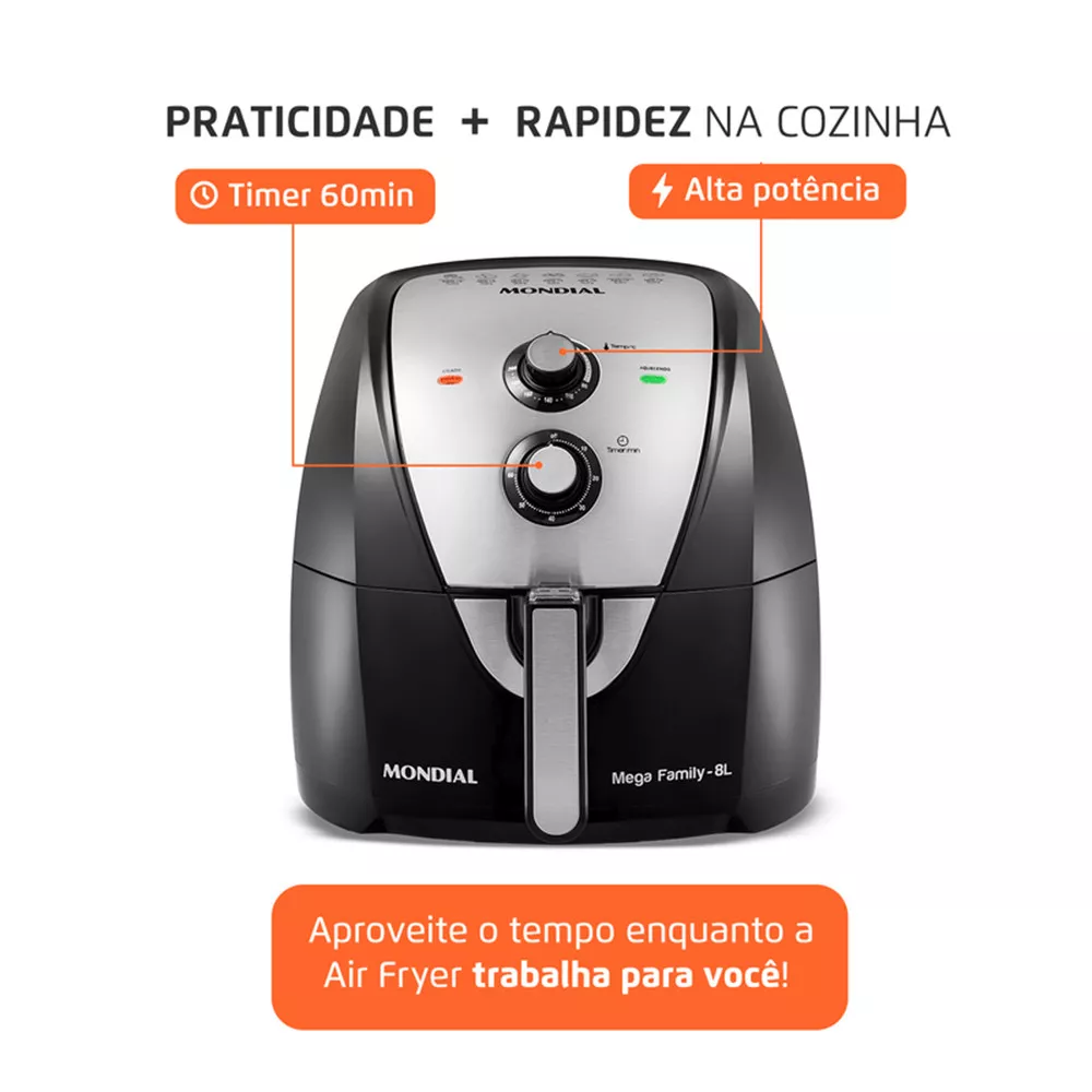 Fritadeira Elétrica Air Fryer 8 Litros Mondial AFN80 5993-02