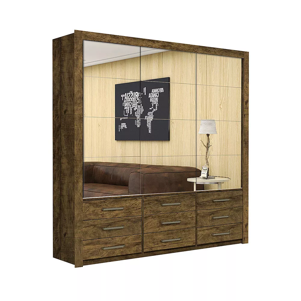 Guarda Roupa Casal Anjos Premium 3 Portas 9 Gavetas Carioca Móveis