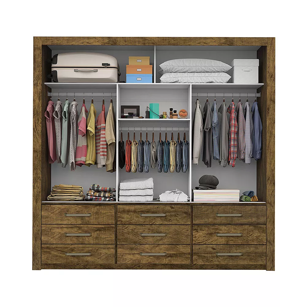 Guarda Roupa Casal Anjos Premium 3 Portas 9 Gavetas Carioca Móveis
