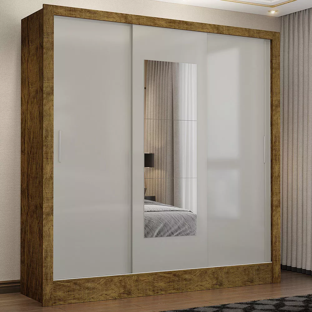 Image 1 of 8 of Guarda Roupa Casal Fortaleza 3 Portas Com Espelho Carioca Móveis