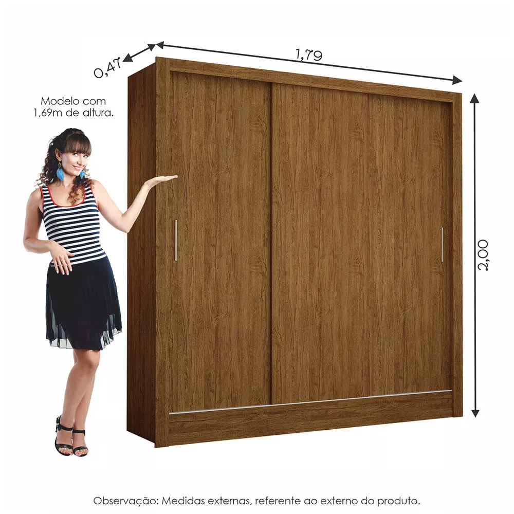 Guarda Roupa Casal Fortaleza 3 Portas Carioca Móveis
