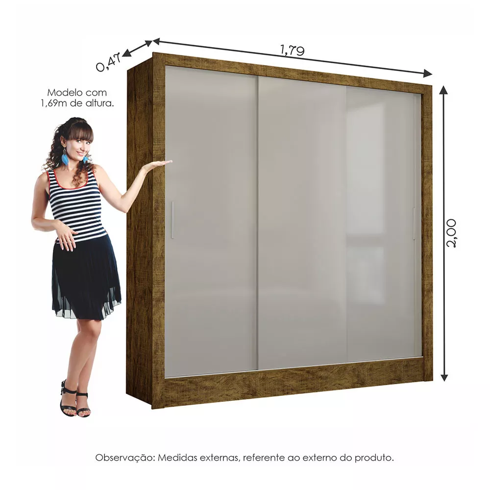 Image 5 of 7 of Guarda Roupa Casal Fortaleza 3 Portas Carioca Móveis