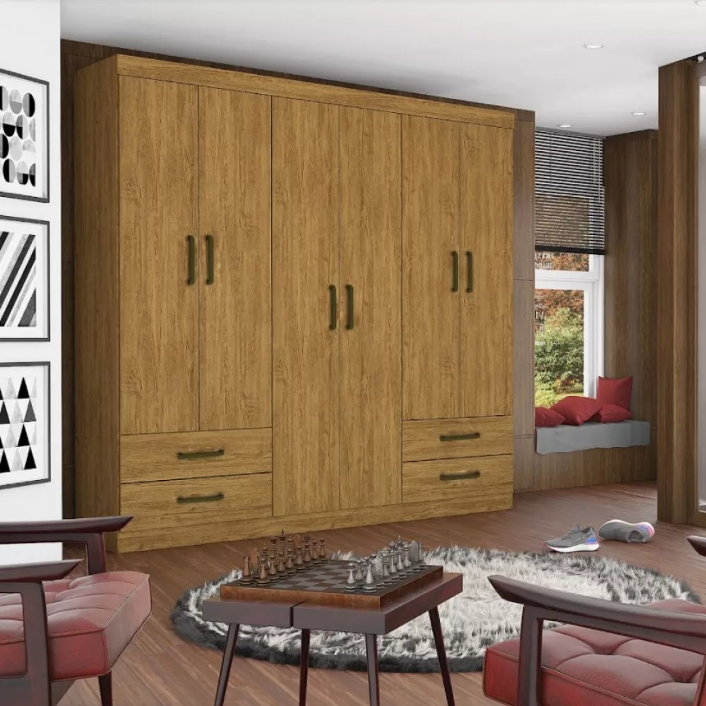 Image 1 of 7 of Guarda Roupa Casal Lu 6 Portas 4 Gavetas Carioca Móveis