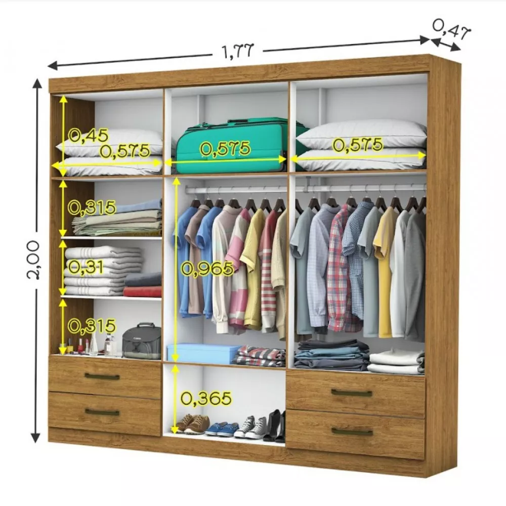 Image 5 of 7 of Guarda Roupa Casal Lu 6 Portas 4 Gavetas Carioca Móveis
