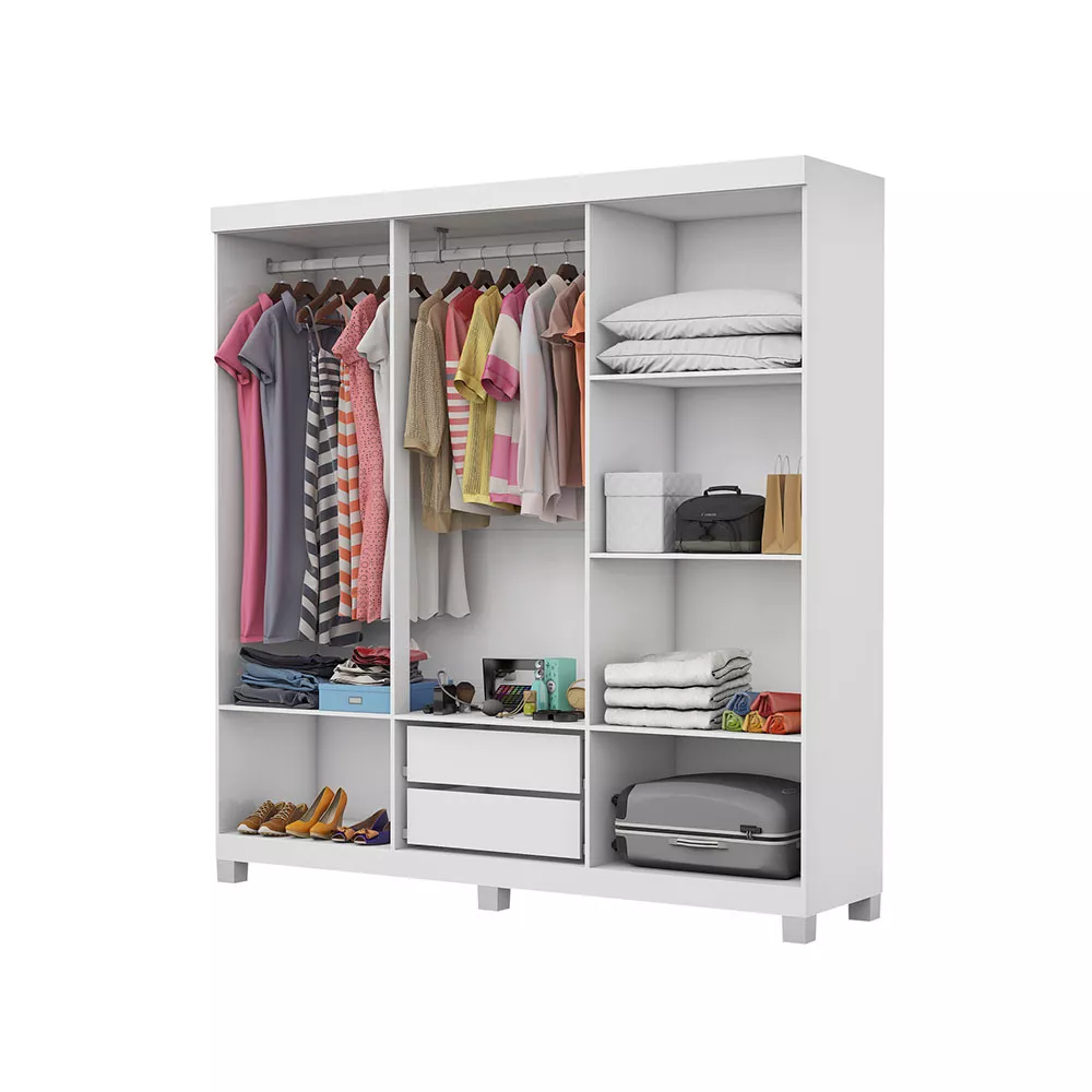 Guarda Roupa R22 6 Portas 2 Gavetas Com Espelho e Pés Carioca Móveis