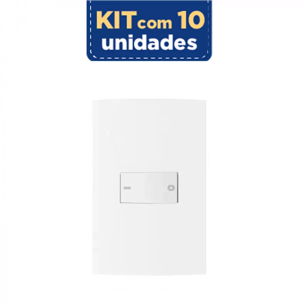 Interruptor Alto Brilho 1 Tecla Bipolar Simples 25a Sleek Margirius 10 pçs