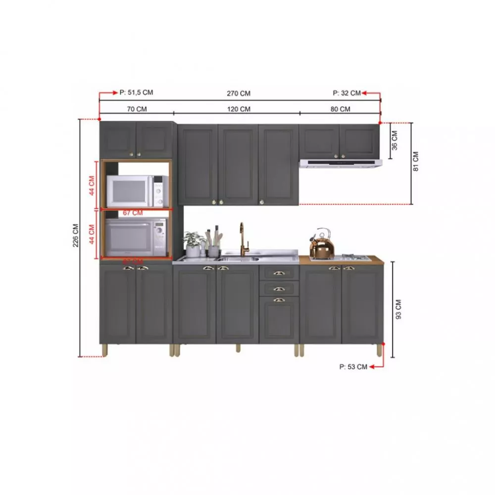 Cozinha Modulada 5 Peças sem Tampo Firenze Indekes