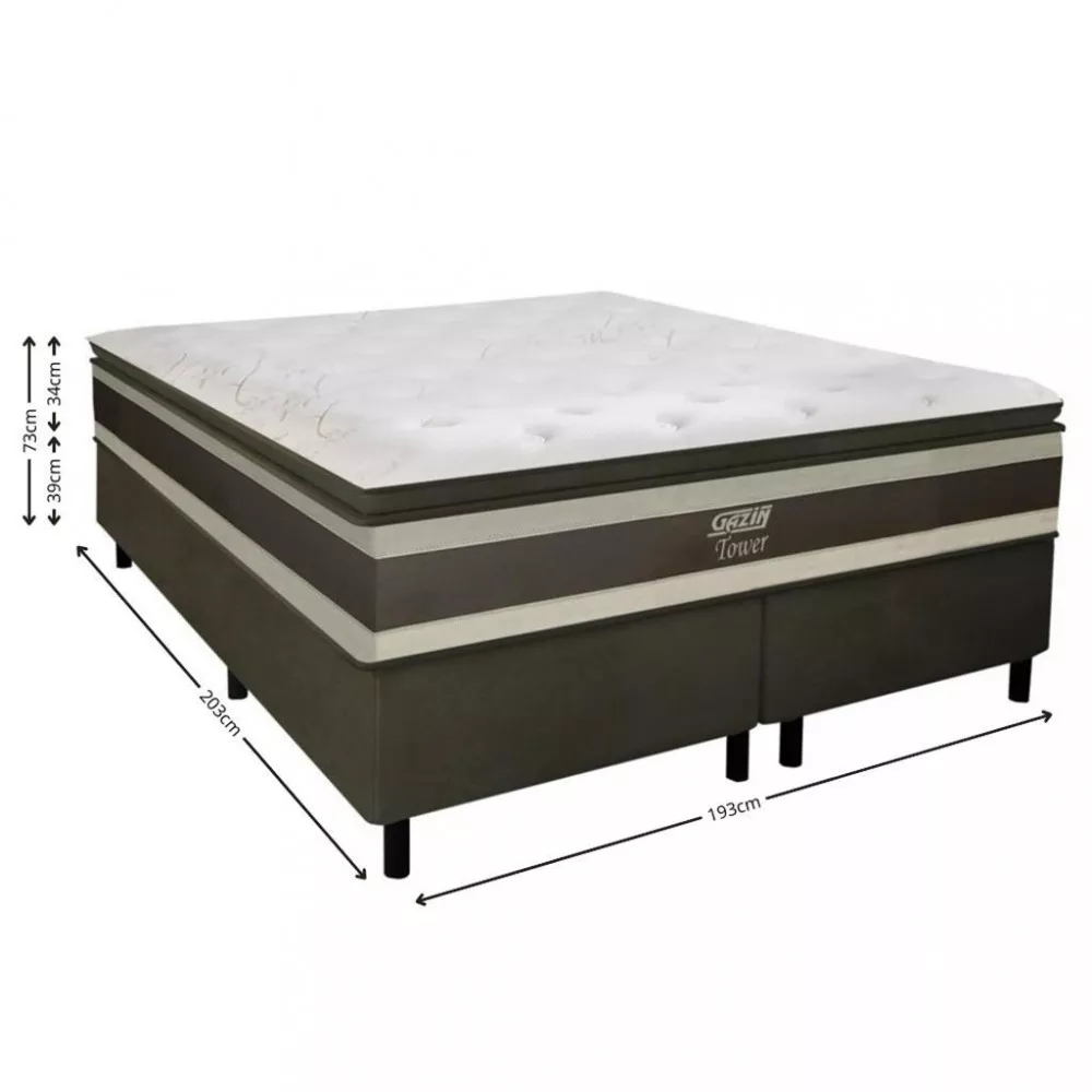 Cama Box King 193cm Molas Ensacadas Tower HF V24 2CEN Gazin