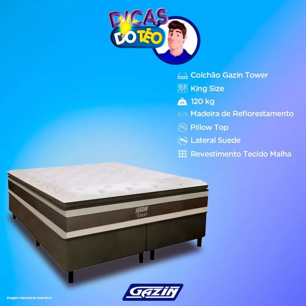 Cama Box King 193cm Molas Ensacadas Tower HF V24 2CEN Gazin