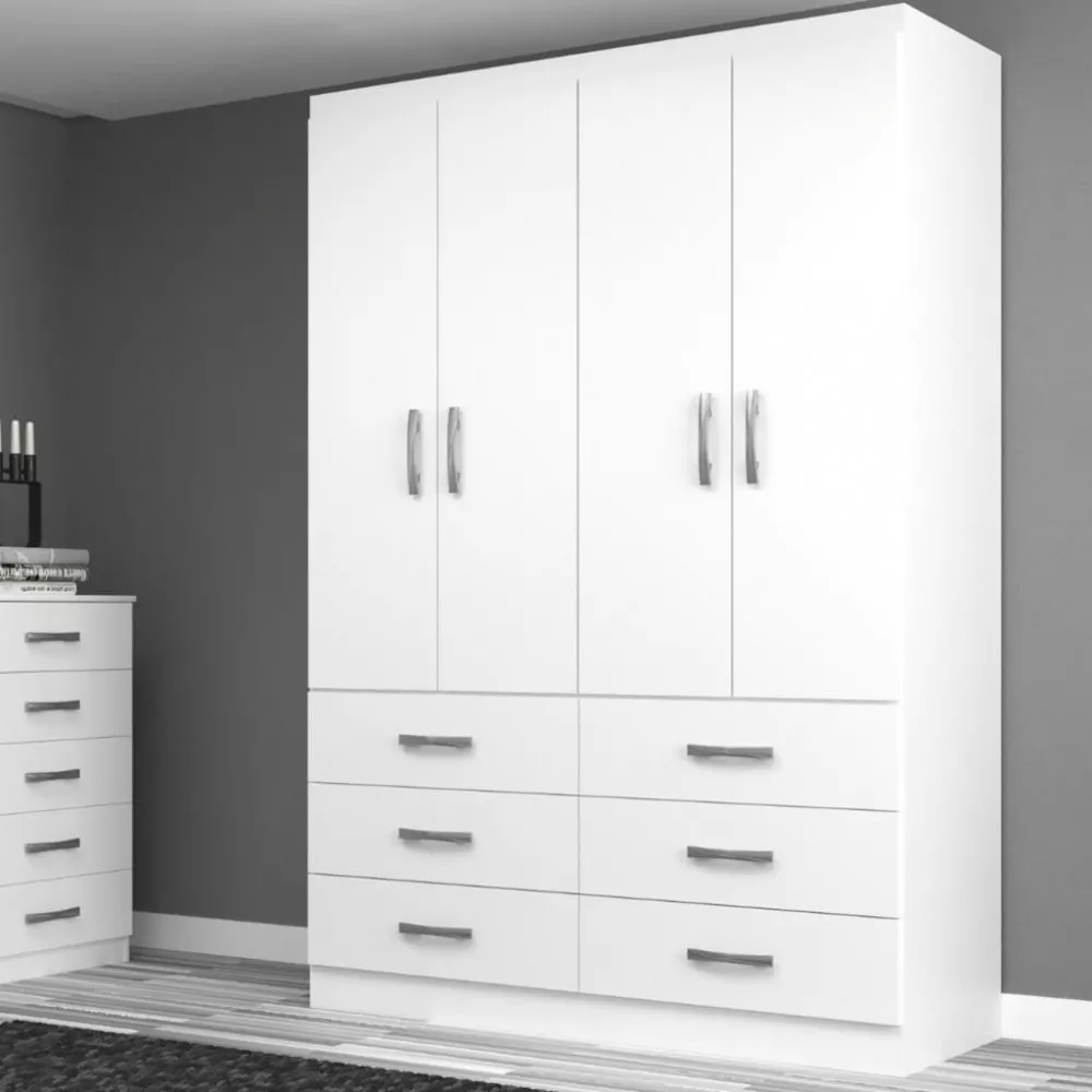 Guarda Roupa Solteiro 4 Portas 6 Gavetas Treviso Evidencia