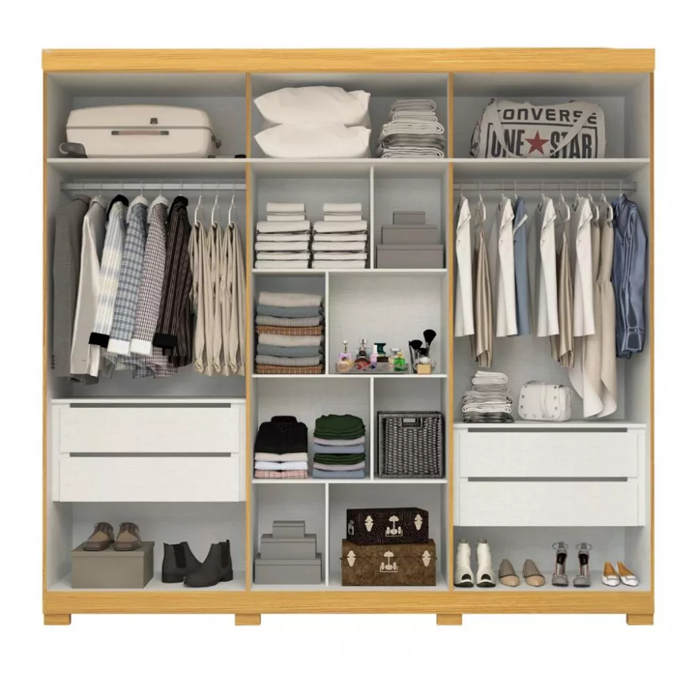 Guarda Roupa Casal com Espelho e Pés 6 Portas Em MDF Nubia ACP Móveis