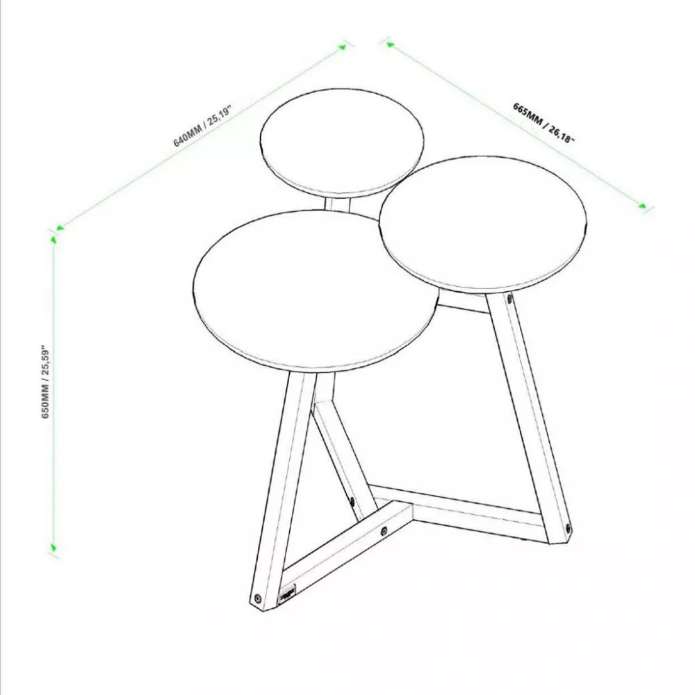 Mesa Lateral 3 Tampos Classic Tebarrot