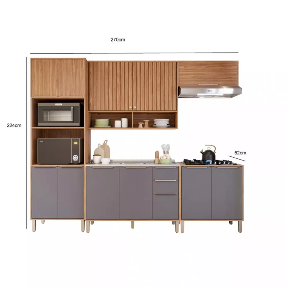 Cozinha Compacta sem Tampo 5 Peças Diva MGM Móveis