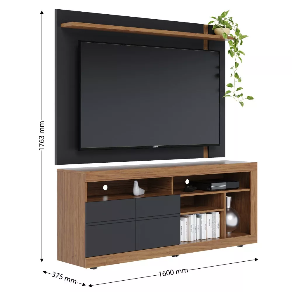 Rack com Painel para Tv até 60 Polegadas 2 Portas Inajá Leme Colibri