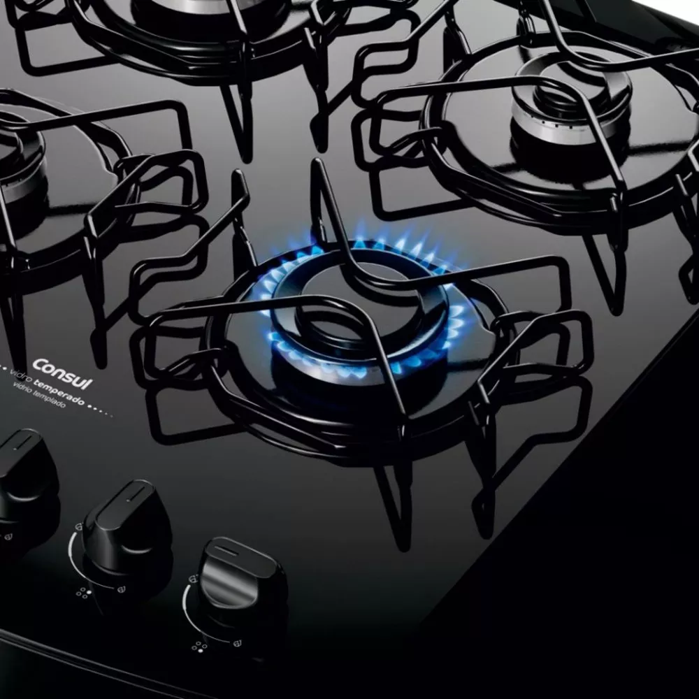 Fogão 4 Bocas Consul CFO4VBE Mesa de Vidro Acendimento Automático