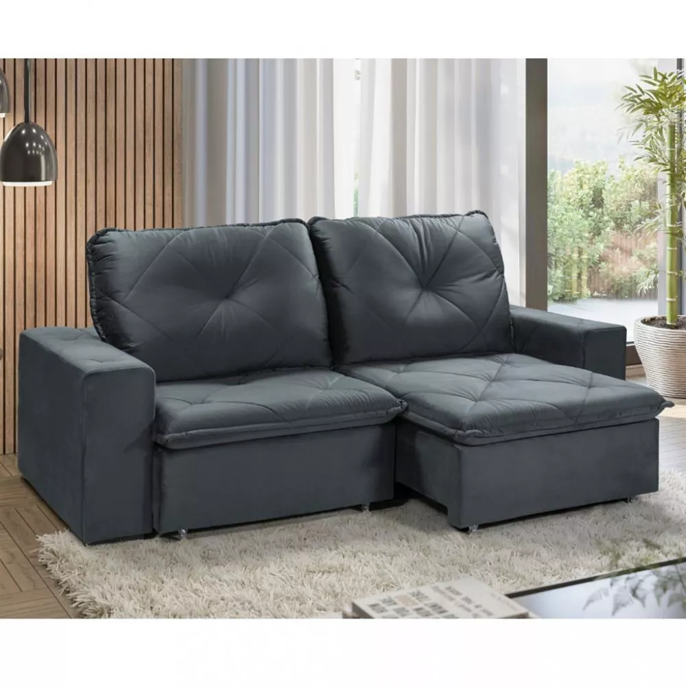 Sofá 4 Lugares Retrátil Reclinável 250cm Veludo Catarina Takei