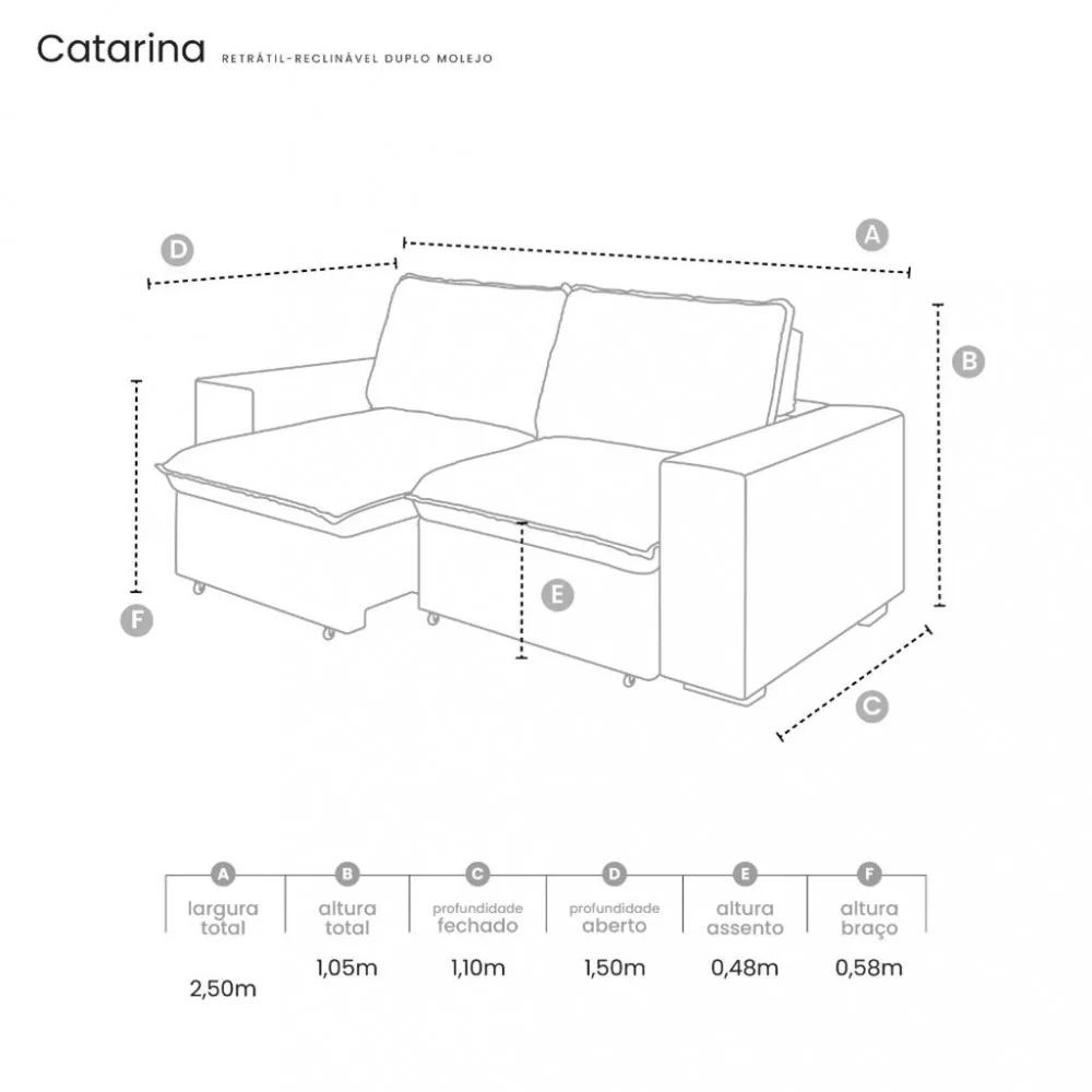Sofá 4 Lugares Retrátil Reclinável 250cm Veludo Catarina Takei