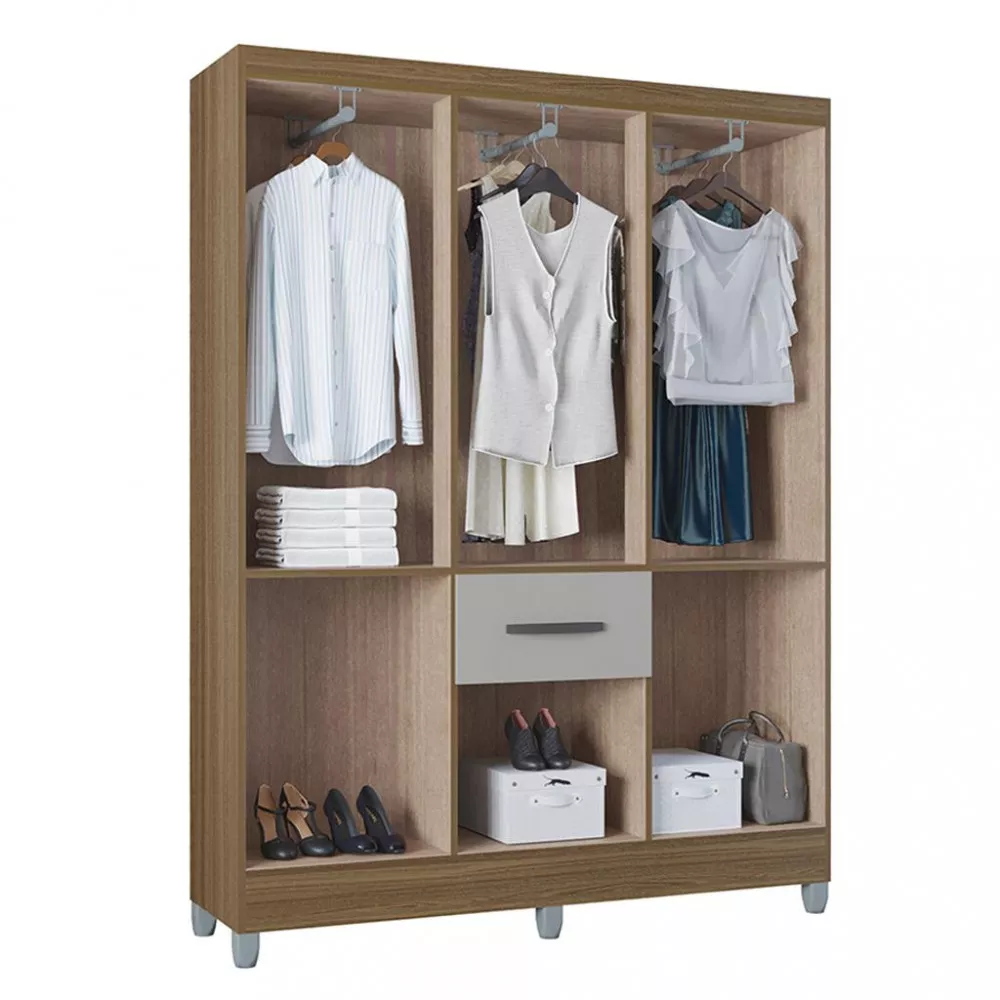 Guarda Roupa Solteiro 7 Portas 1 Gaveta Turin Poquema