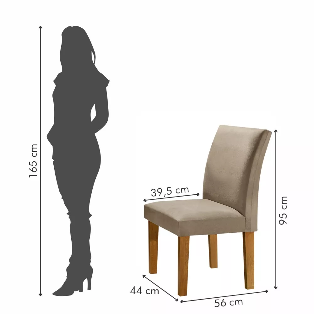 Conjunto Sala de Jantar Mesa Tampo de Vidro e 4 Cadeiras Classic Cel Móveis