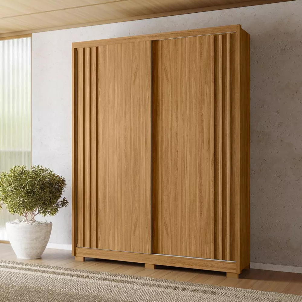 Guarda Roupa Solteiro Ripado com Pés 2 Portas de Correr Colorado Moval