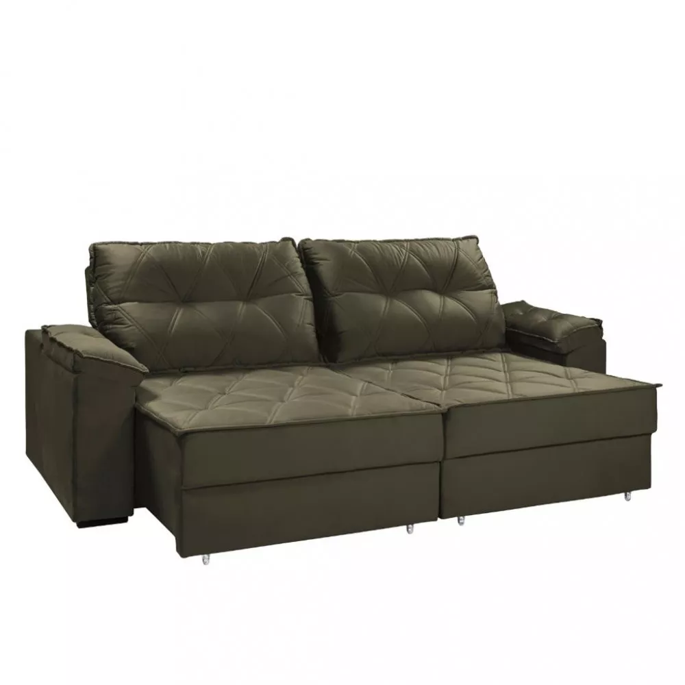 Sofá 4 Lugares Retrátil Reclinável 280cm Veludo Eduarda Takei