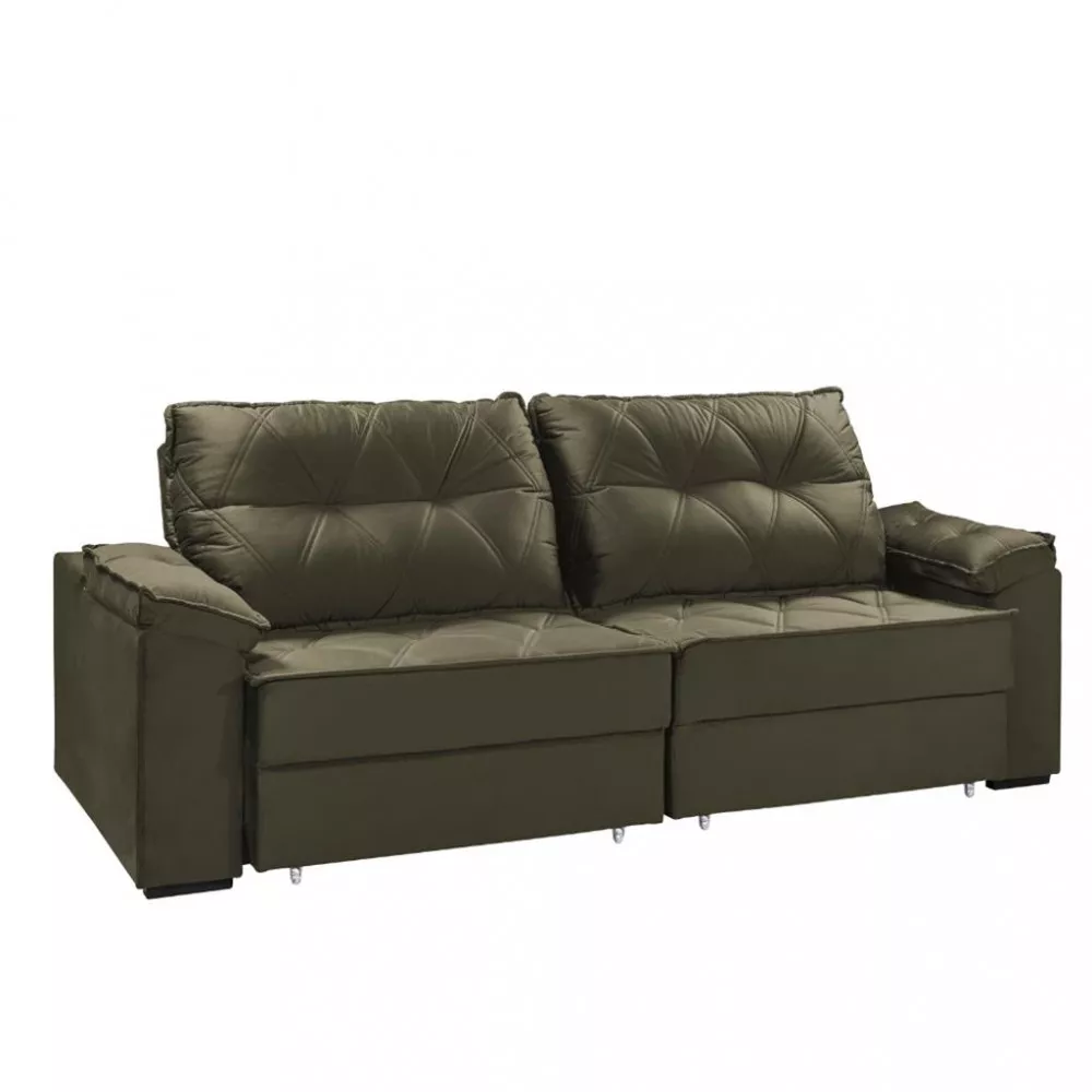 Sofá 4 Lugares Retrátil Reclinável 280cm Veludo Eduarda Takei