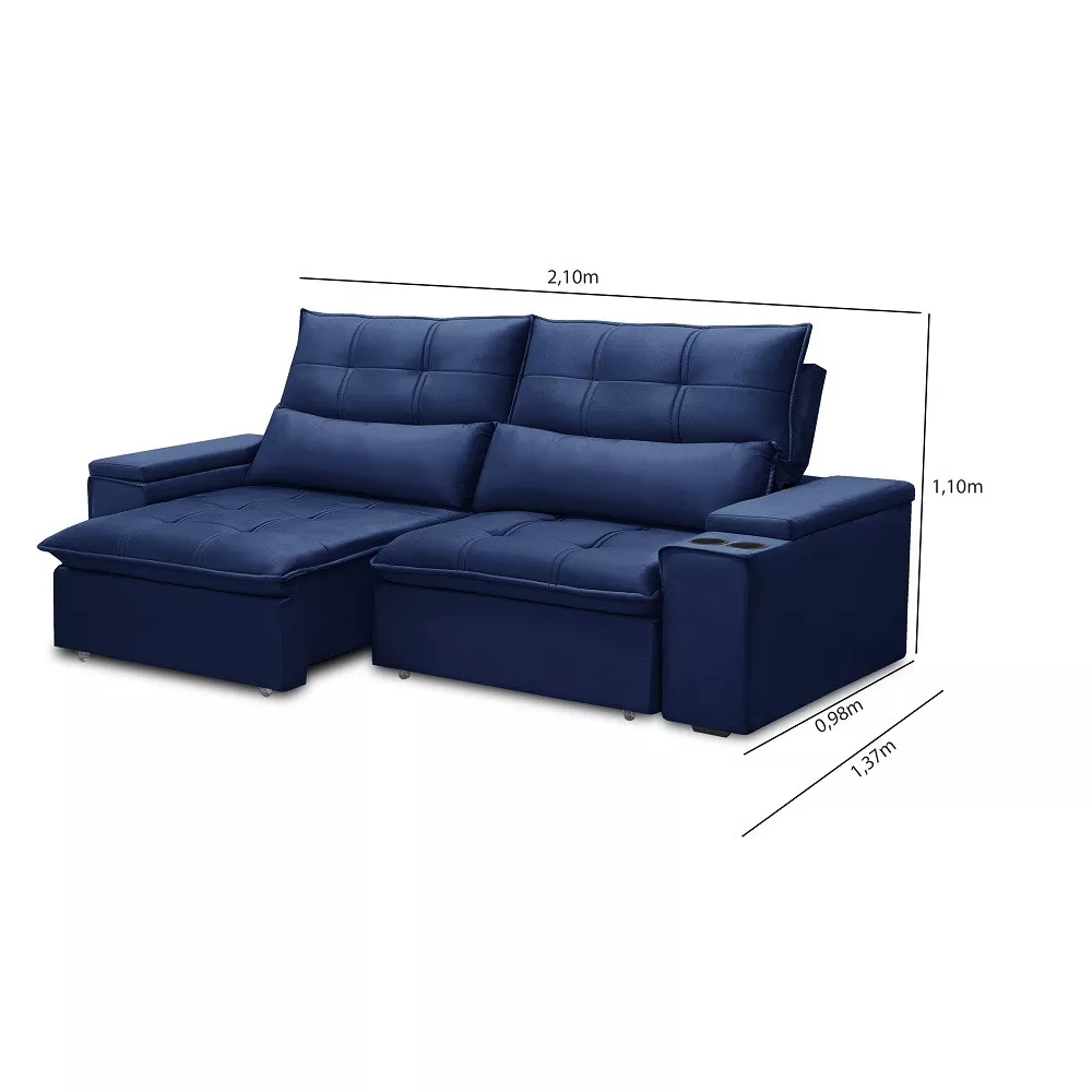 Image 2 of 6 of Sofá 3 Lugares Retrátil Reclinável Veludo 210cm Munique Ferguile