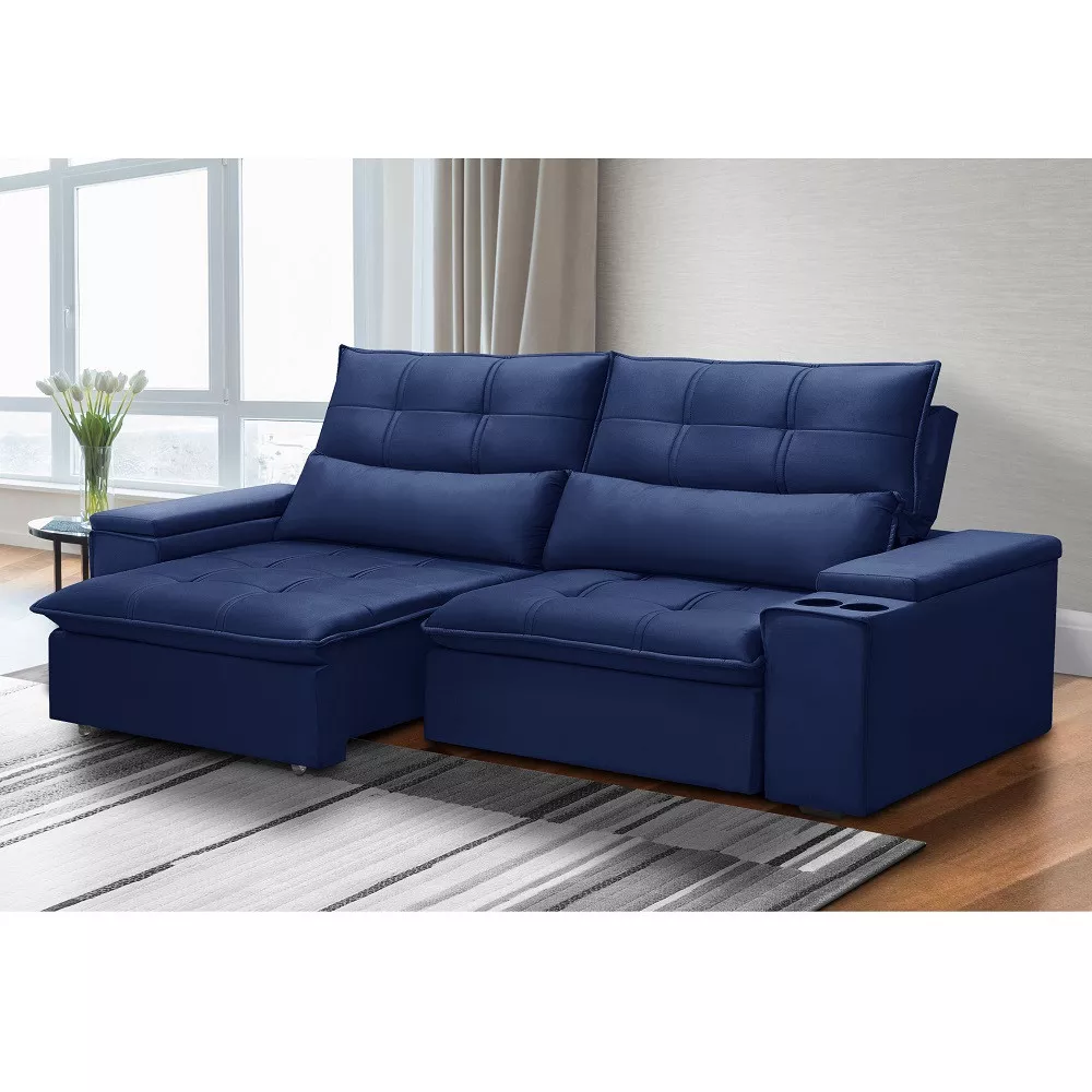 Image 3 of 6 of Sofá 3 Lugares Retrátil Reclinável Veludo 210cm Munique Ferguile