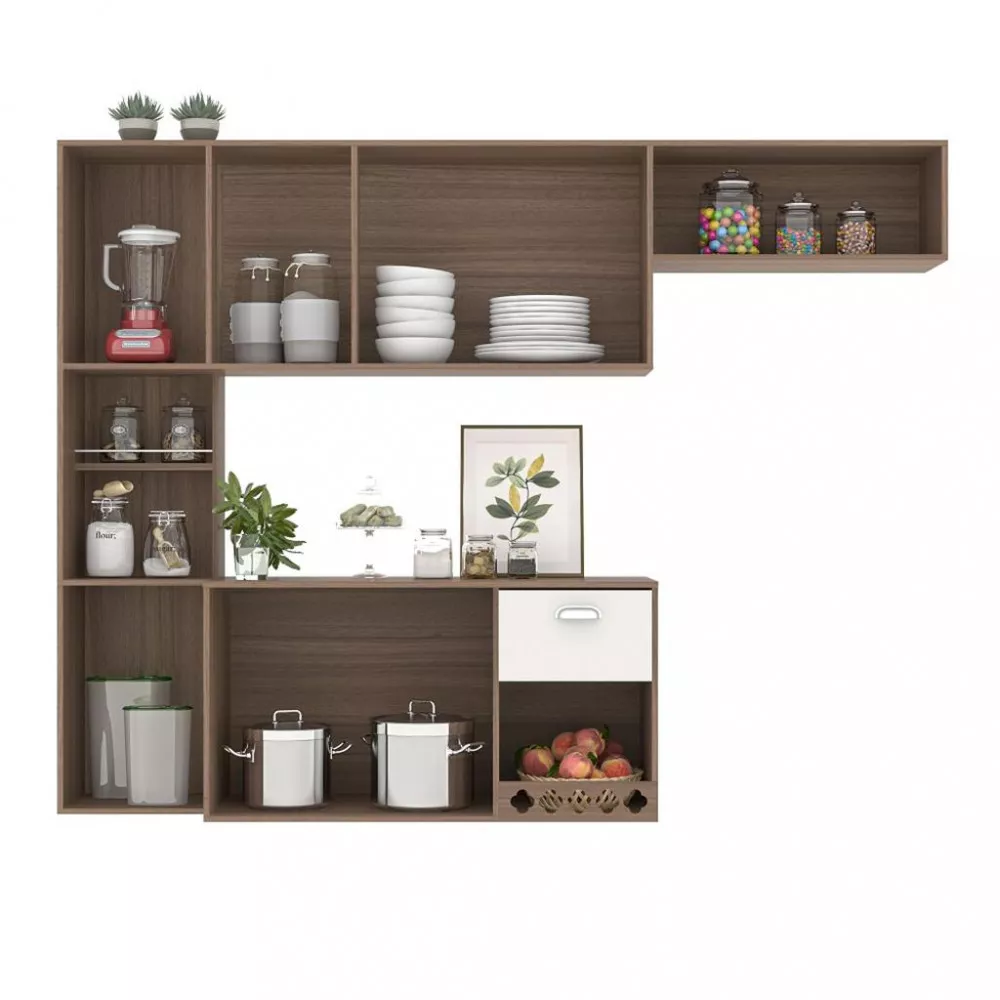 Cozinha Compacta Suspensa 7 Portas 1 Gaveta Mila Poliman