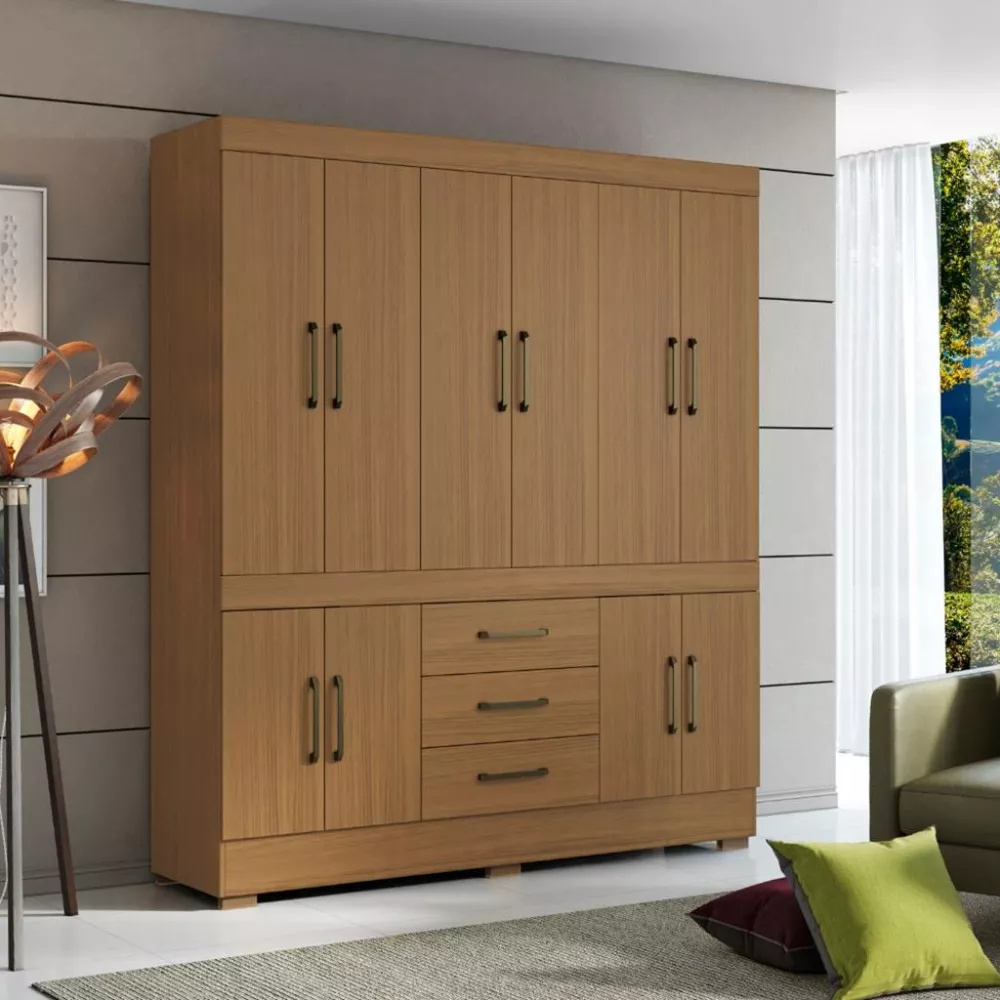 Guarda Roupa Casal 10 Portas 3 Gavetas Mônaco Aramóveis