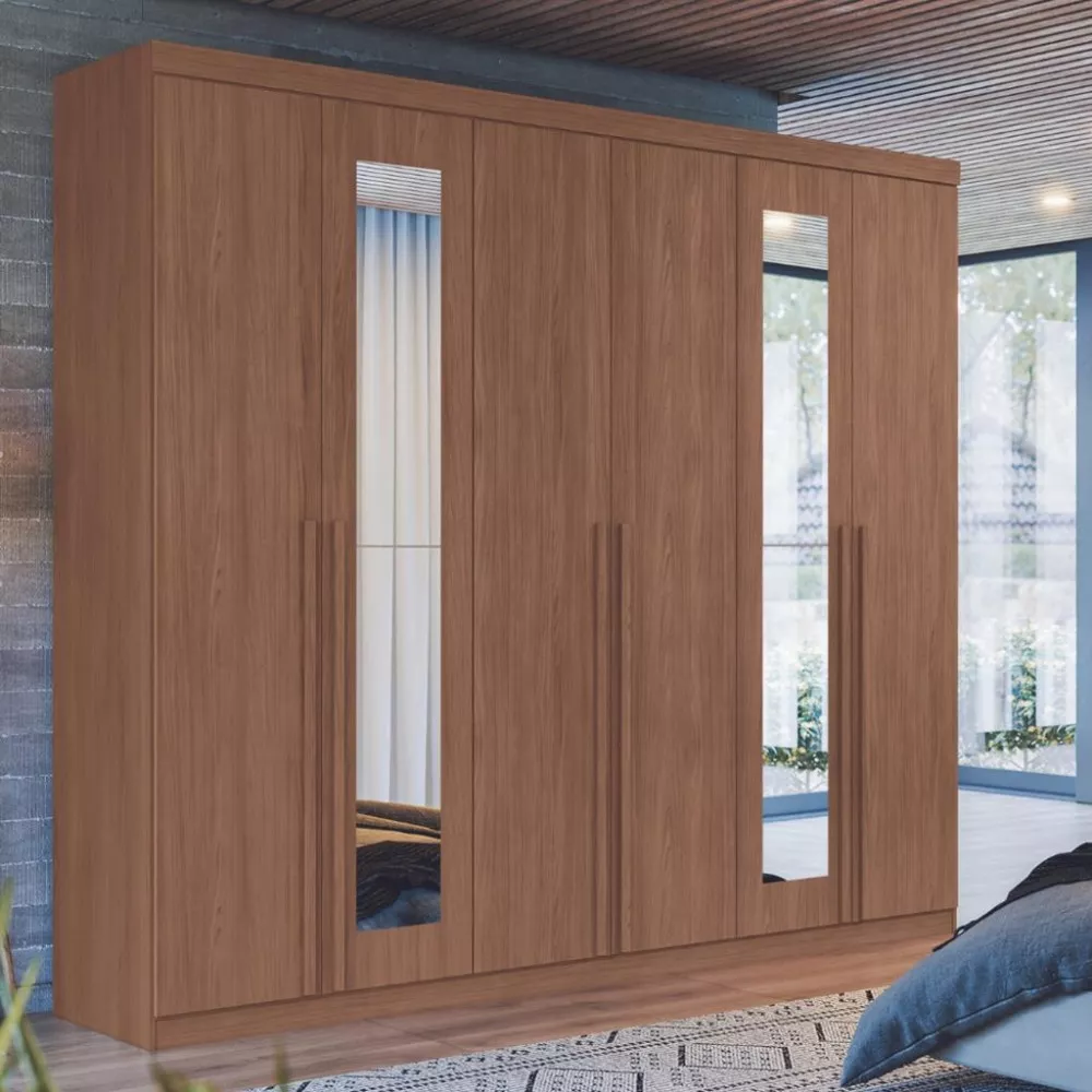 Guarda Roupa Casal Espelho 6 Portas 4 Gavetas Versalhes Santos Andira