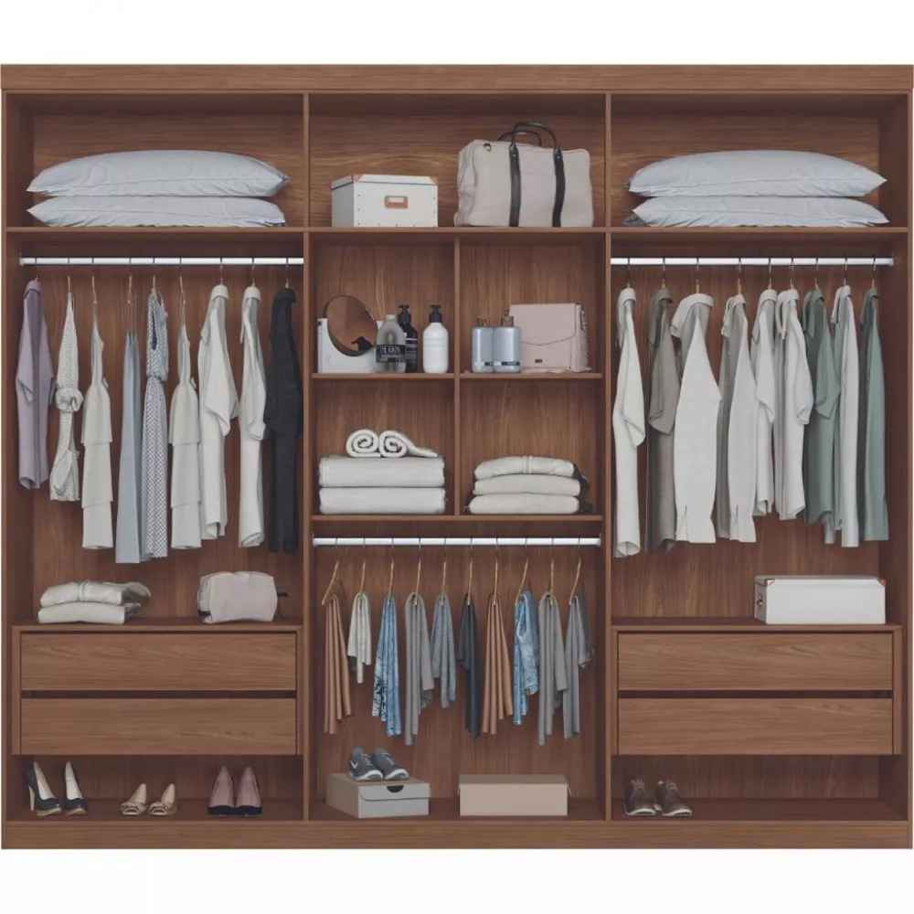 Guarda Roupa Casal Espelho 6 Portas 4 Gavetas Versalhes Santos Andira