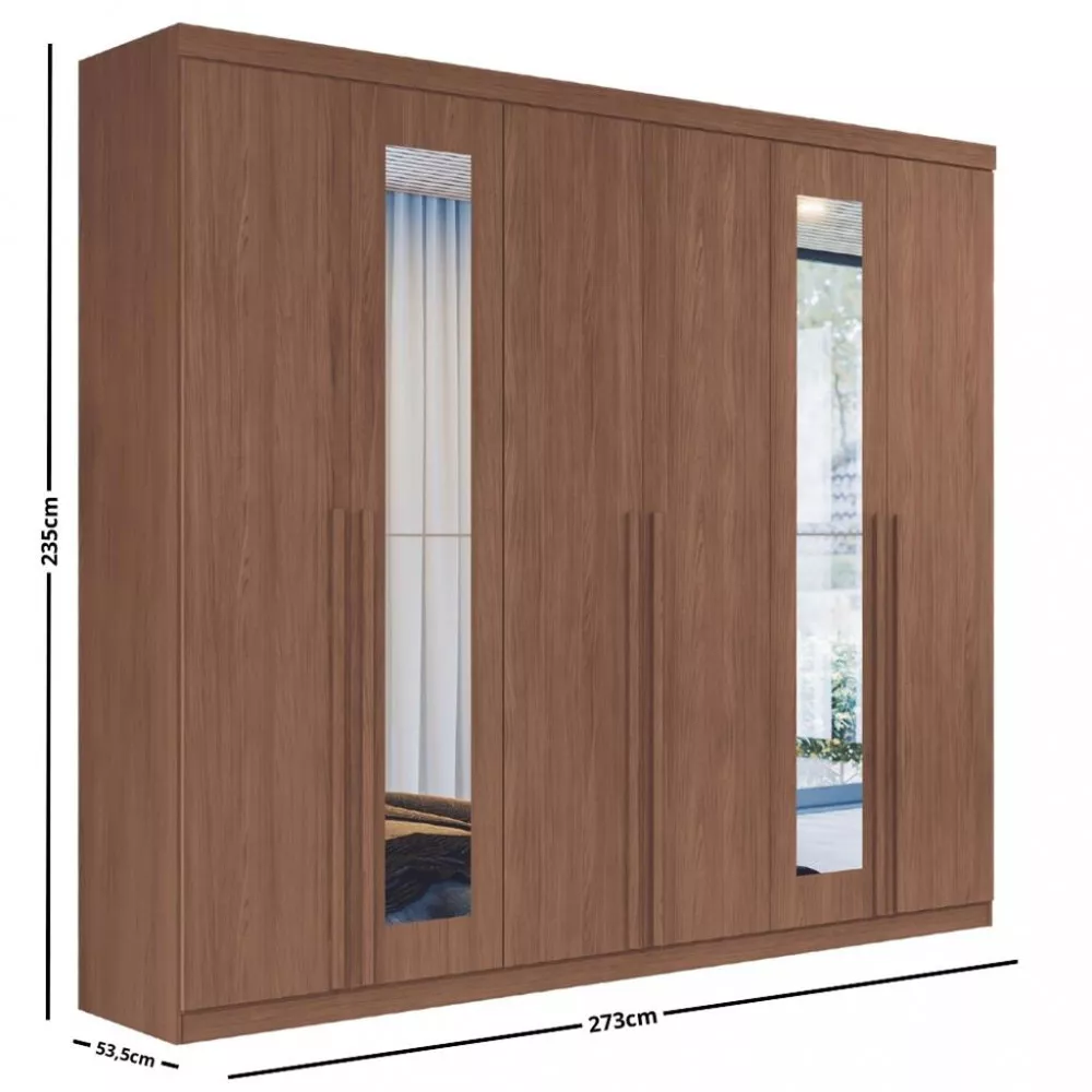 Guarda Roupa Casal Espelho 6 Portas 4 Gavetas Versalhes Santos Andira