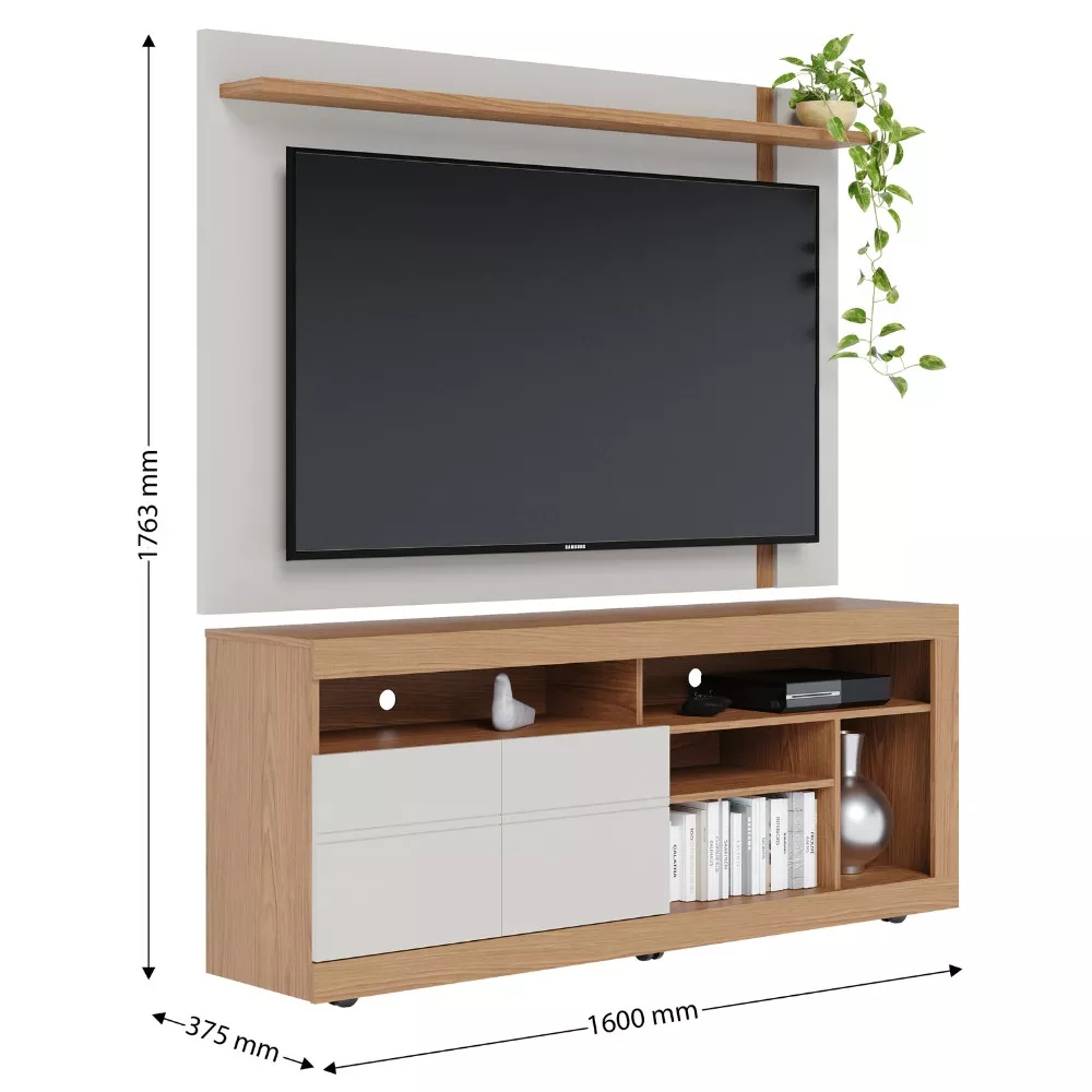 Rack com Painel para Tv até 60 Polegadas 2 Portas Inajá Leme Colibri