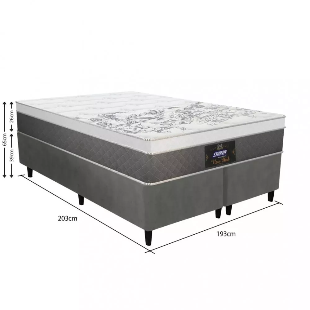 Cama Box King 193cm Molas Ensacadas New York HF V24 2CEN Gazin