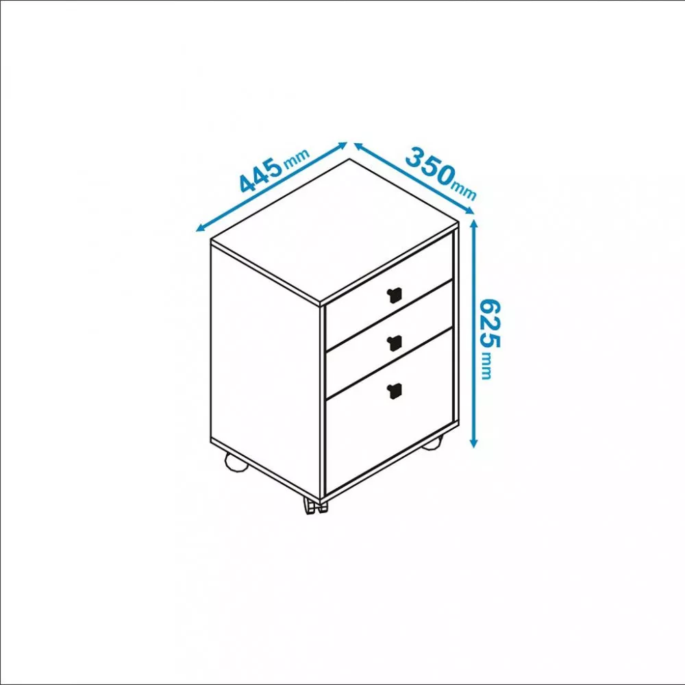 Gaveteiro 3 Gavetas com Rodízios BBN26 BRV Móveis